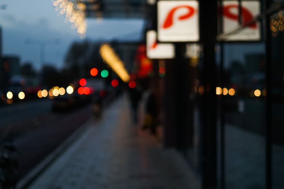 blur, colors, effect, lens, lights, night, shopping, city, illuminated HD wallpaper