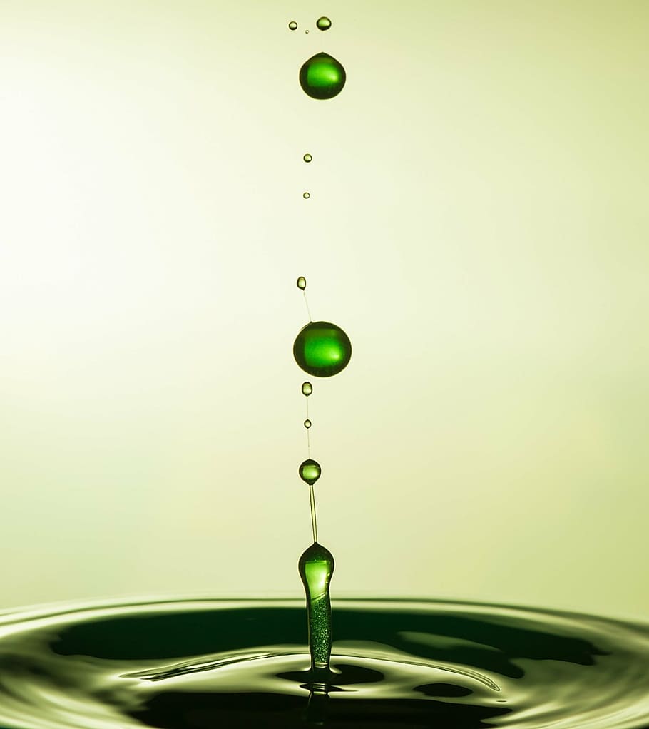 dew drops, crown, water, macro impact, experiment, green, abstract art HD wallpaper