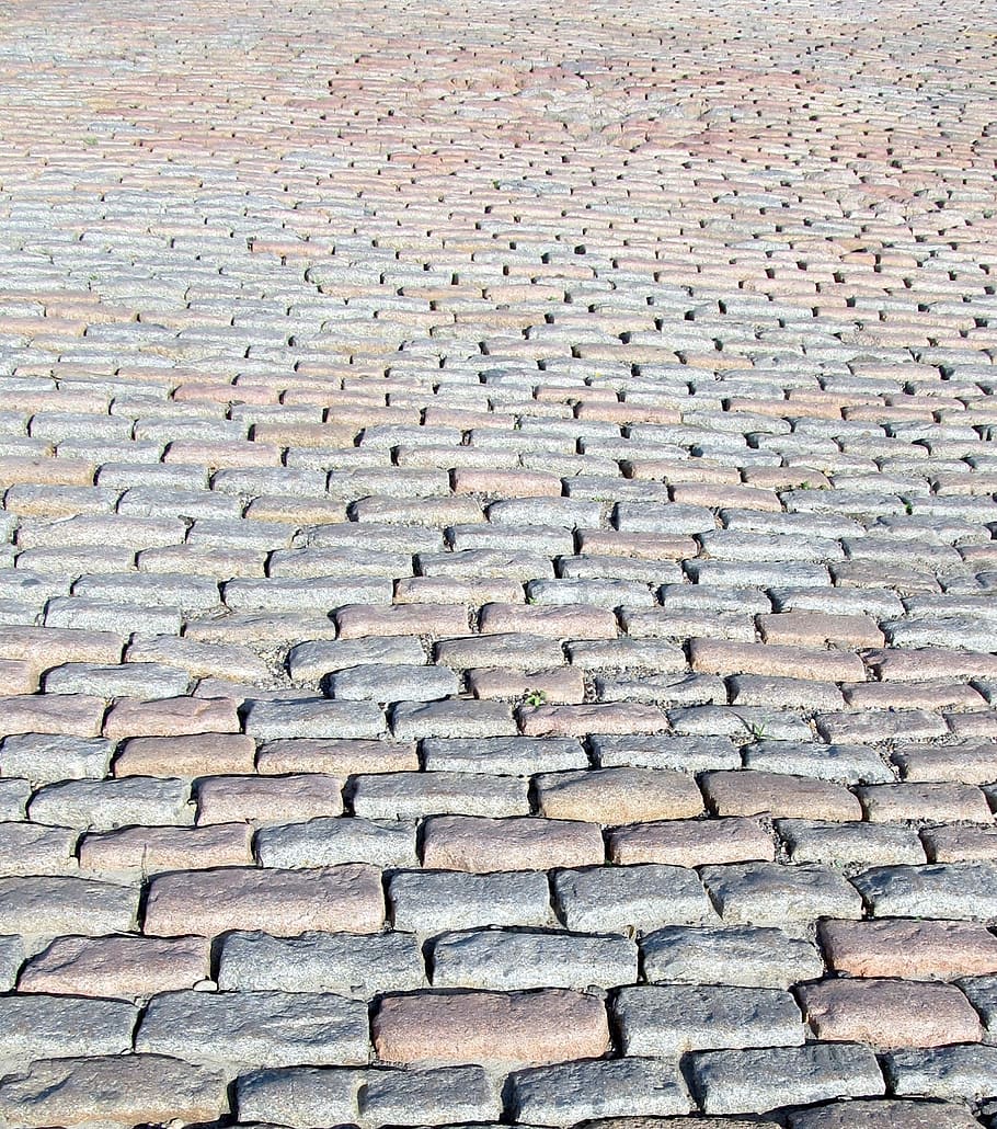 gray and brown brick pavement, cobblestones, walkway, pathway HD wallpaper