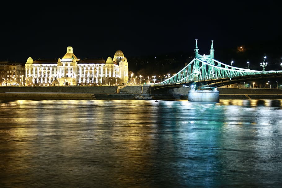 hungary, budapest, dom bridge, night, built structure, architecture HD wallpaper