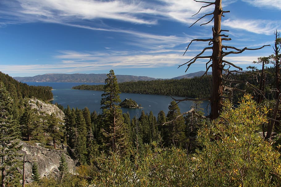 Lake Tahoe, Emerald Bay, Water, island, landscape, wilderness, HD wallpaper