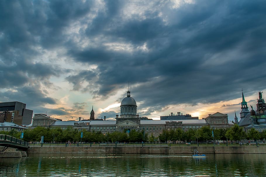 cloudy sky, sunset, evening, cloudscape, architecture, building exterior HD wallpaper
