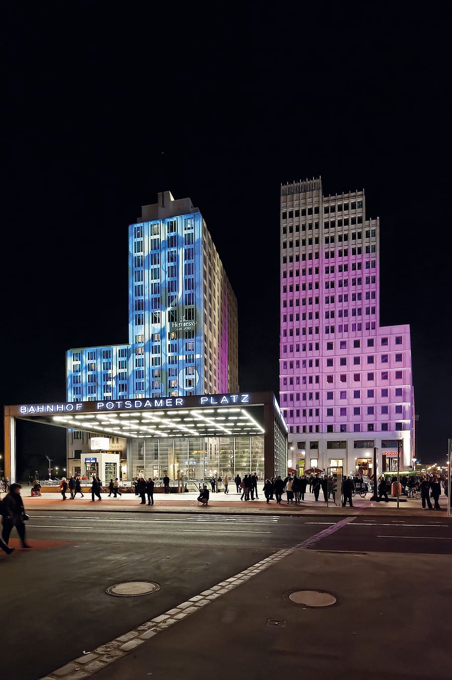 berlin, postdamer place, night, skyscraper, sony center, city HD wallpaper