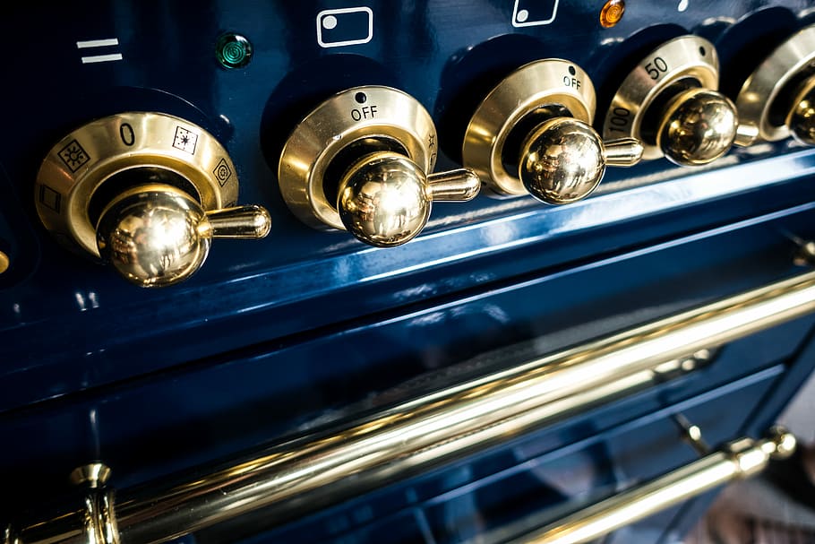 Vintage oven close up, kitchen, kitchenware, technology, equipment HD wallpaper