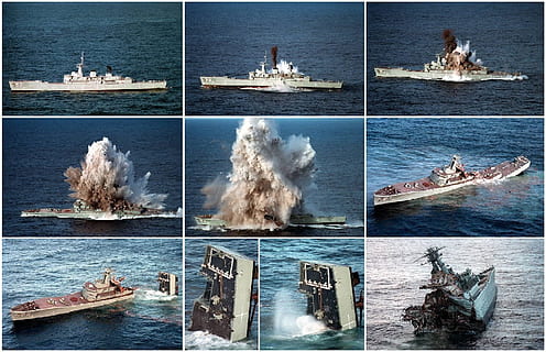 white ship collage, Sunk, Torpedo, Sink, Attack, explosion HD wallpaper