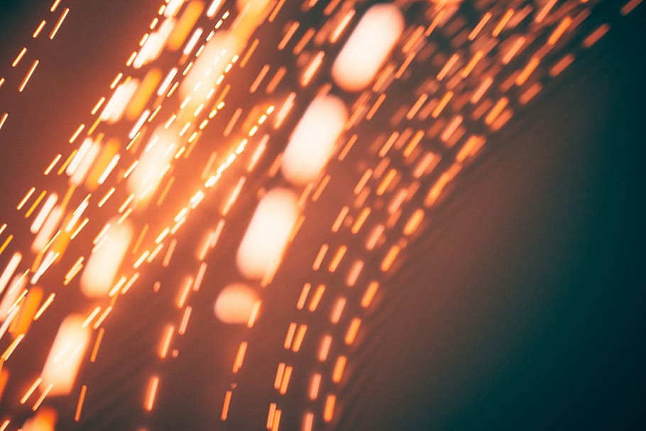 orange light long exposure effects, lights, dark, night, color HD wallpaper