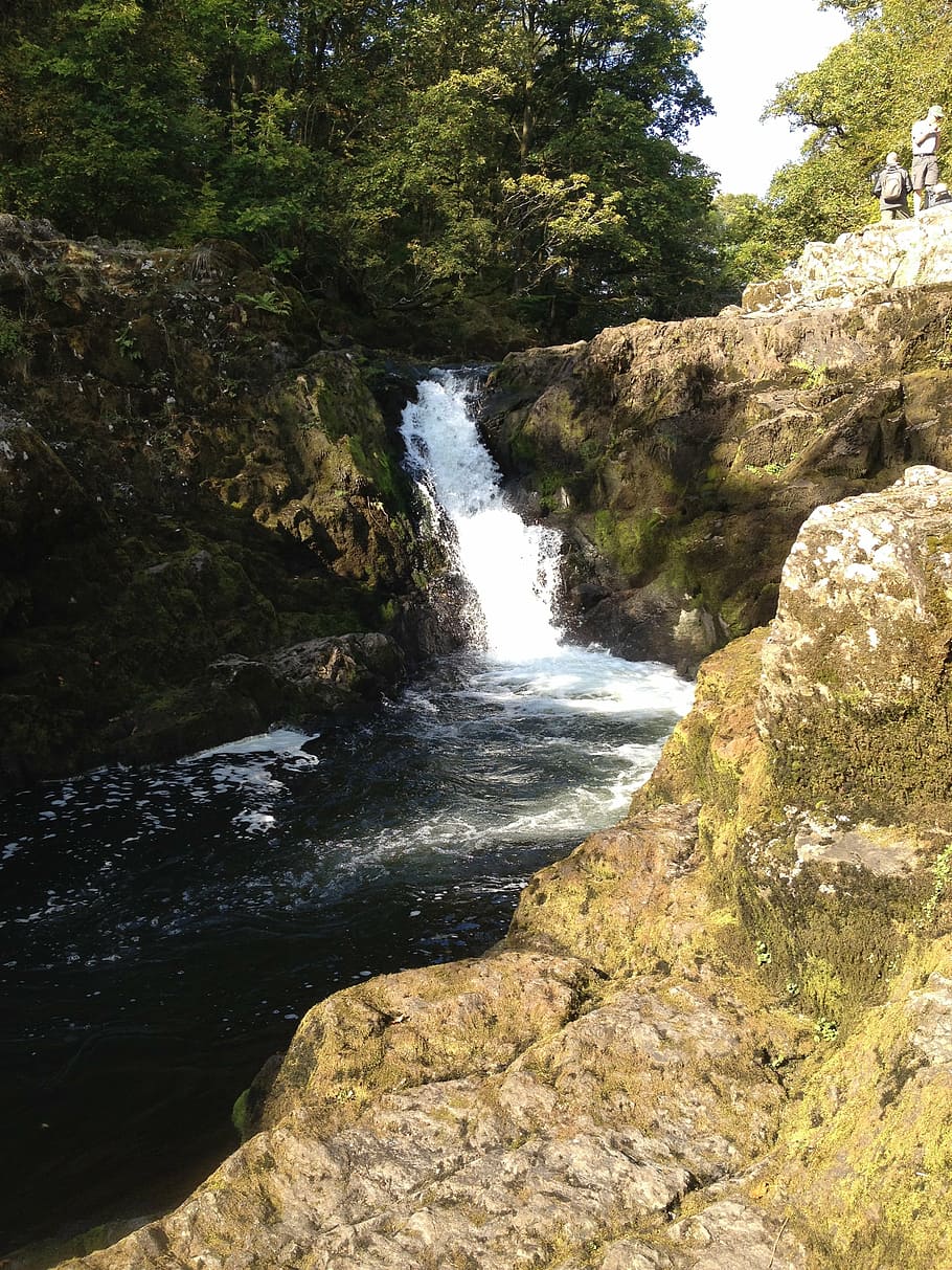waterfall, river, rocks, nature, landscape, environment, tree HD wallpaper