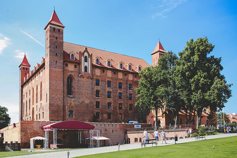 castle, bricks, old, vintage, red, middle ages, architecture HD wallpaper