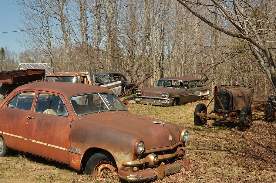 car, old, rust, brown, vintage, antique, oldtimer, mode of transportation HD wallpaper
