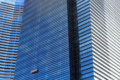 high-rise building, skyscraper, window cleaner, glasputzer HD wallpaper
