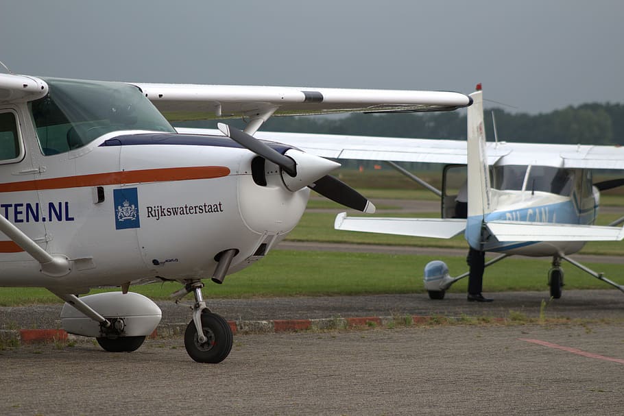 airplane, plane small, field, ground, air vehicle, transportation HD wallpaper