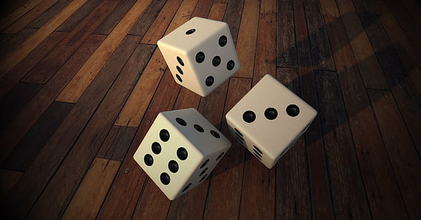 three white dices, cube, play, random, luck, points, numbers eyes HD wallpaper