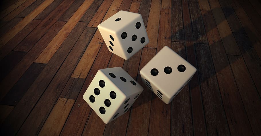 three white dices, cube, play, random, luck, points, numbers eyes, HD wallpaper