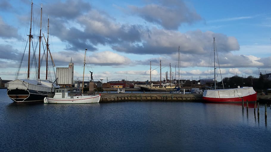 ship, harbor, dock, water, dusk, pier, nautical, sky, boat HD wallpaper