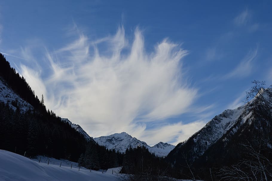 Winter, Mountain, Cloud, Snow, sky, landscape, alpenblick, austria HD wallpaper