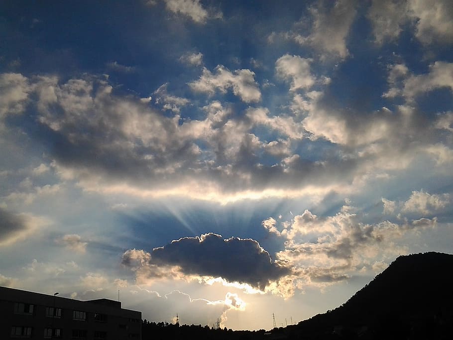 blue cloudy sky during daytime, nuve, sunset, cloud - sky, beauty in nature HD wallpaper