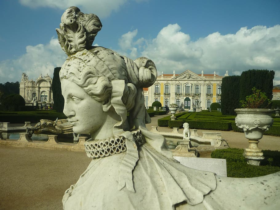 sphinx, statue, stone, head, sculpture, gardens, palace, royal palace HD wallpaper