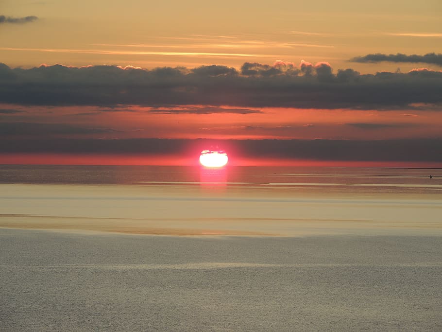 sunset, sea, trieste, italy, sky, beauty in nature, orange color HD wallpaper