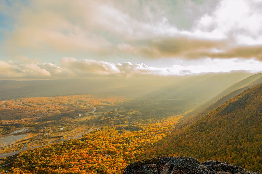 mountaintop, scenic, river, view, landscape, countryside, nature HD wallpaper