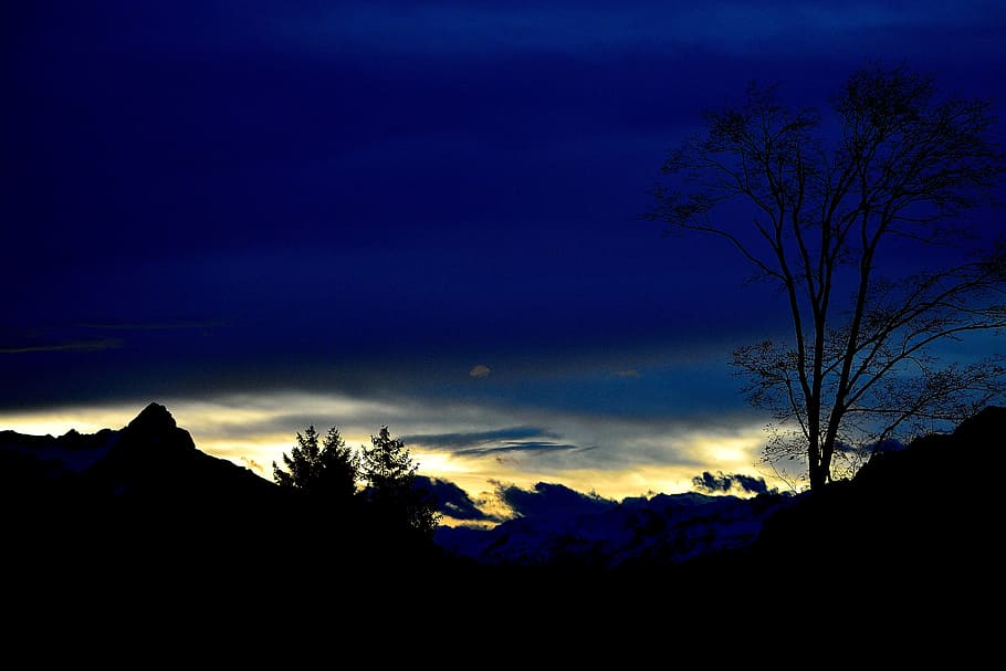 landscape, sky, nature, lighting, mountain, tree, sunset, scenics HD wallpaper
