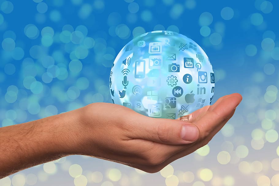 person holding clear glass ball, Social Media, Icon, Hand, Keep