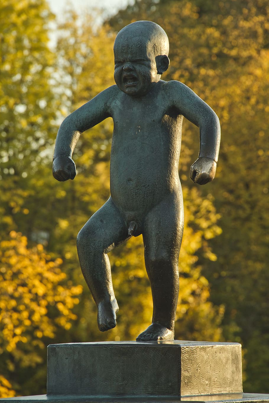 angry, bebe, statue, tourism, tantrum, autumn, representation HD wallpaper
