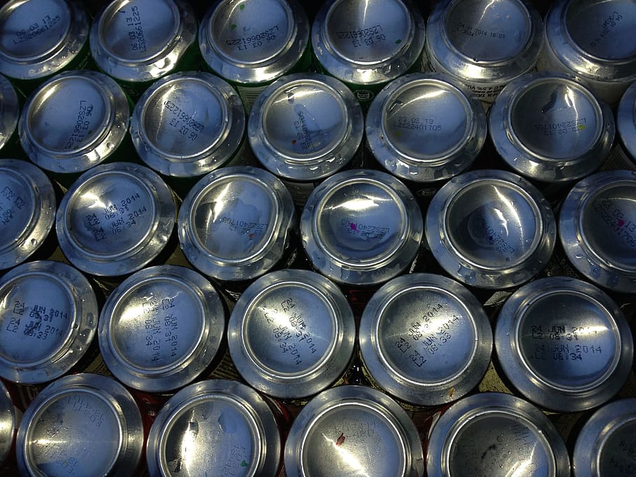 gray labeled can lot, metal, cans, containers, backdrop, background HD wallpaper