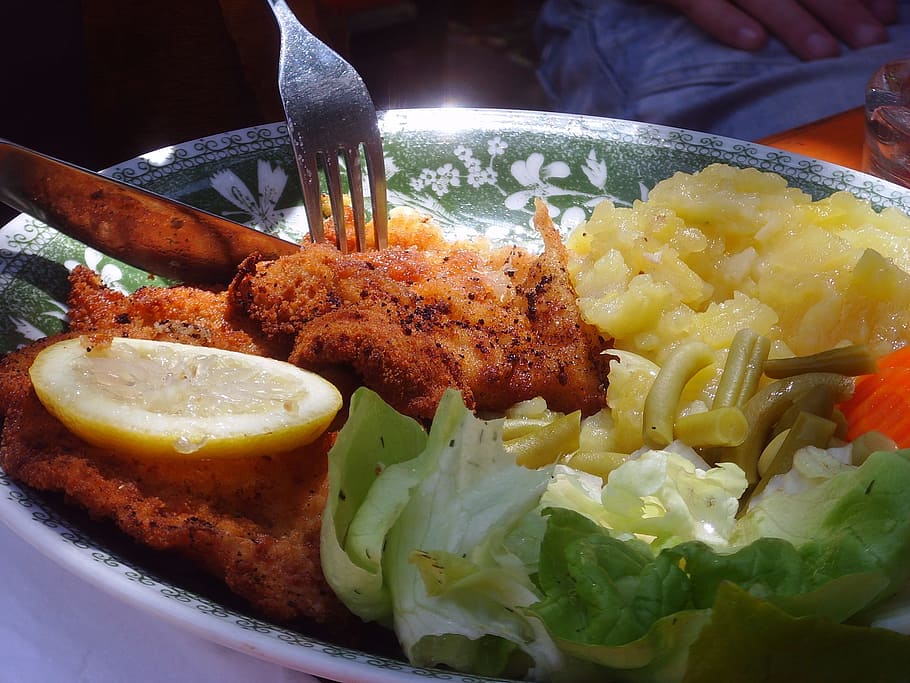 Schnitzel, Pork Cutlet, Breaded, Eat, food and drink, plate HD wallpaper
