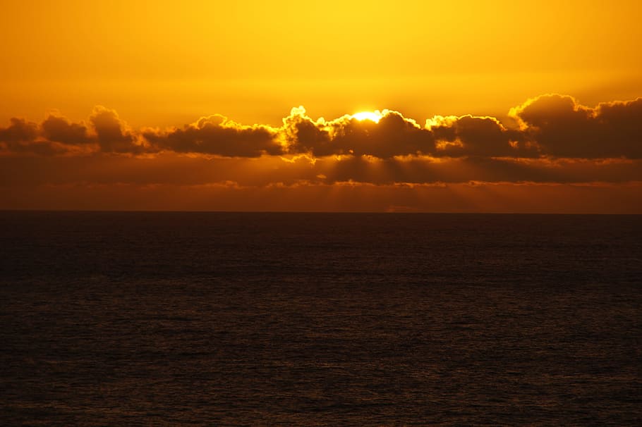Sunset, Sea, Ocean, Water, sunset sea, abendstimmung, sky, evening HD wallpaper