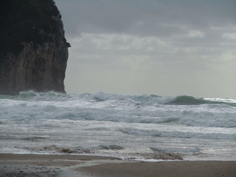 Beach, Waves, serapo, november, sandy, summer, holidays, windy HD wallpaper