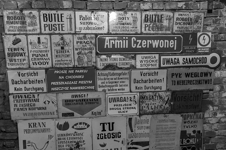 poland, gold slope, wall, an array of, plates, descriptions HD wallpaper