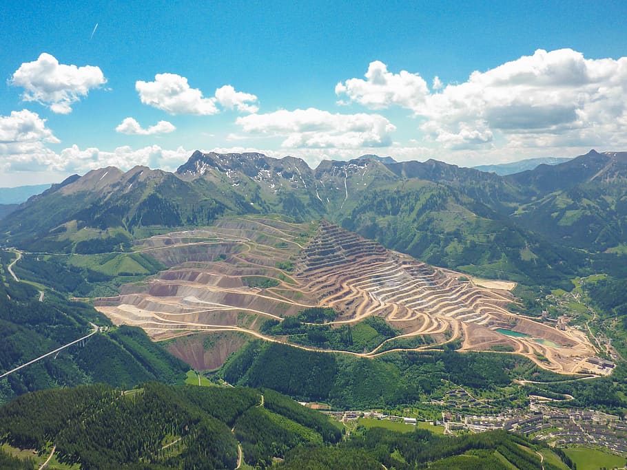 ore mountain, iron ore, view, panorama, mountains, scenic, landscape HD wallpaper