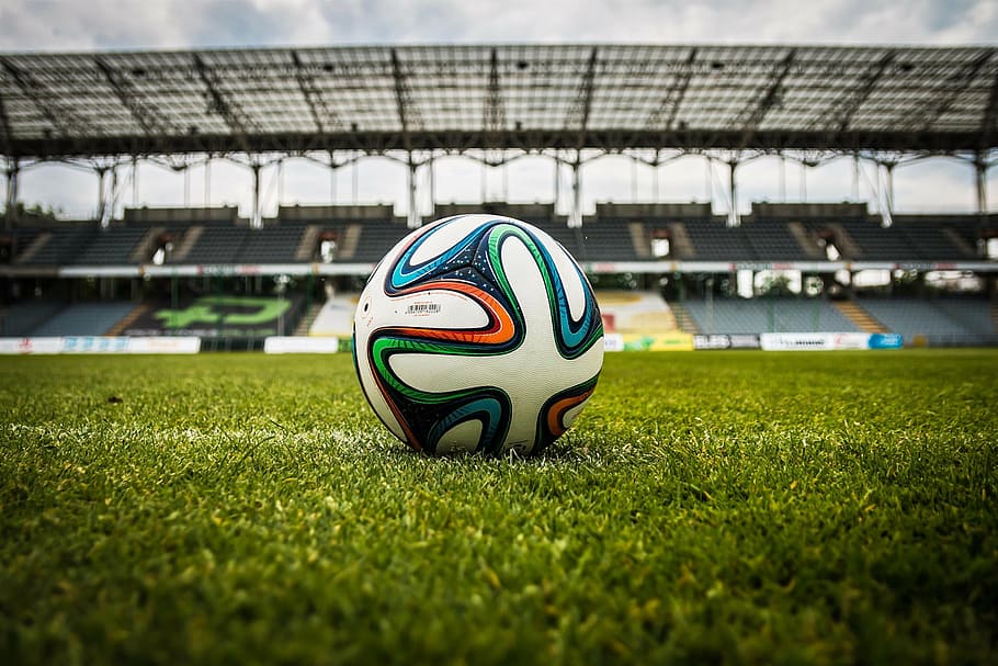 soccer ball on soccer field at daytime, the ball, stadion, football