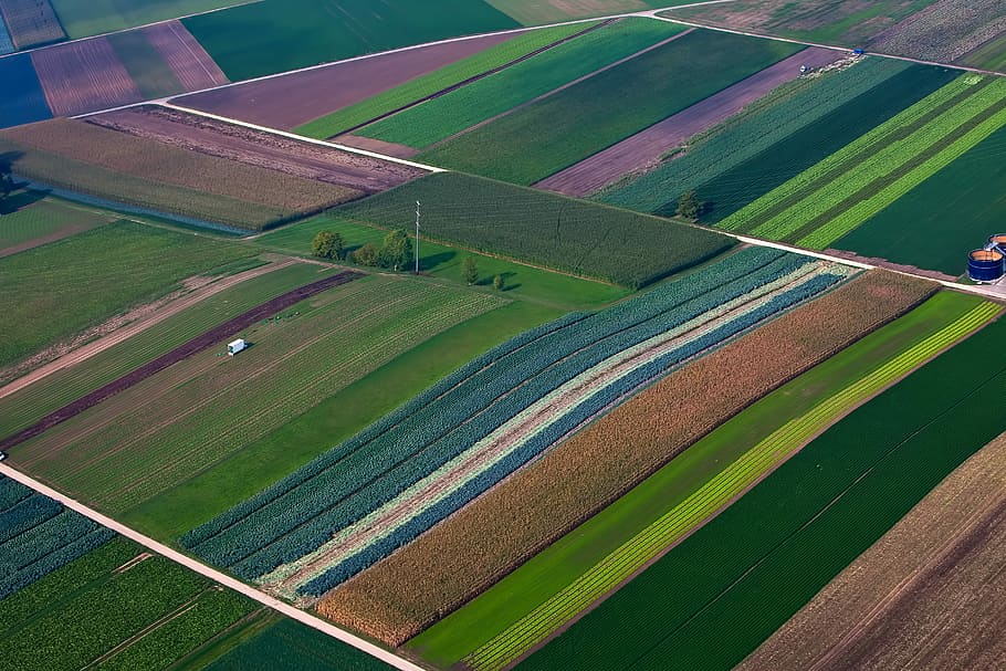 aerial photography of field, aerial view of green grass field, HD wallpaper