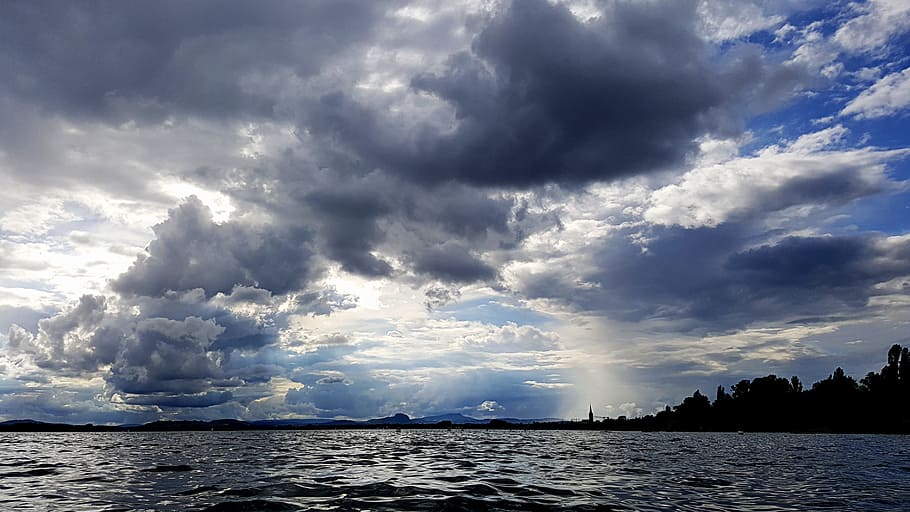 lake, clouds, sky, lake constance, water, weather, wind, mood HD wallpaper