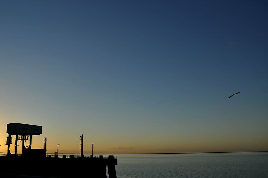 sunset, sky, landscape, nature, backlight, sea, silhouette HD wallpaper