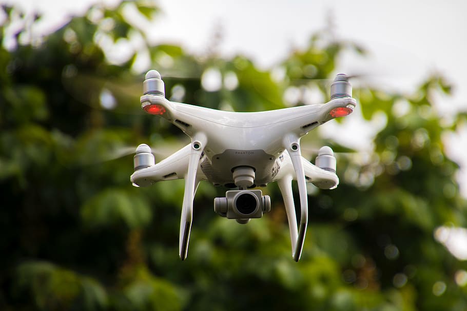 selective focus photography of white DJI Phantom on air, camera HD wallpaper