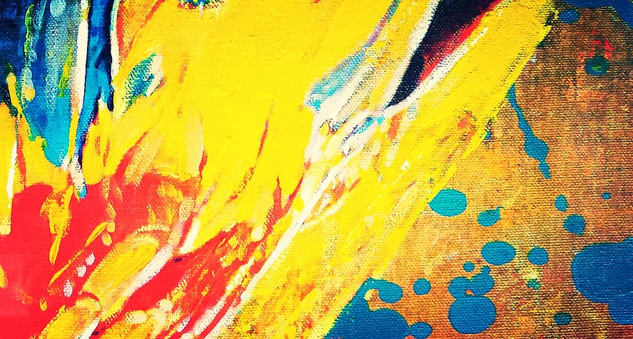 yellow and multicolored abstract painting, colors, backgrounds HD wallpaper
