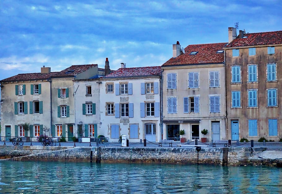 Port, Facade, House, Ile De Ré, France, colorful houses, old houses