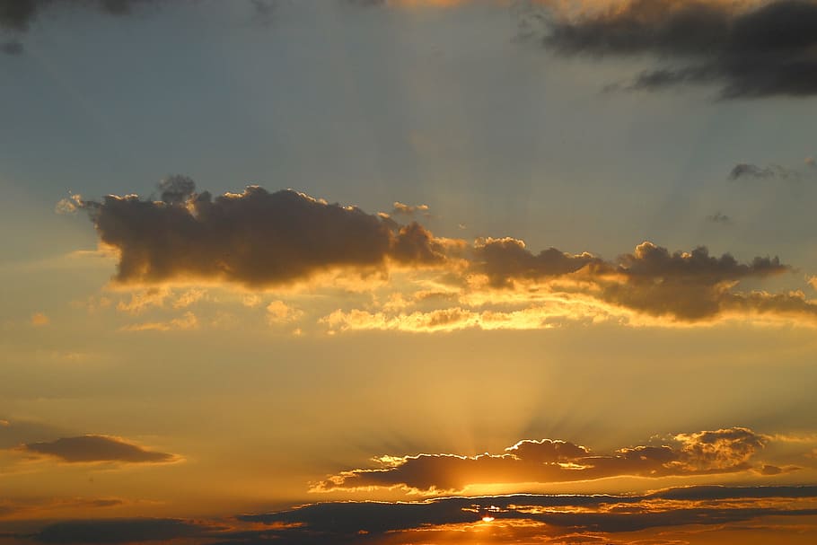 Blue, Sky, Clouds, Sunset, Sunrise, nature, scenics, beauty in nature HD wallpaper