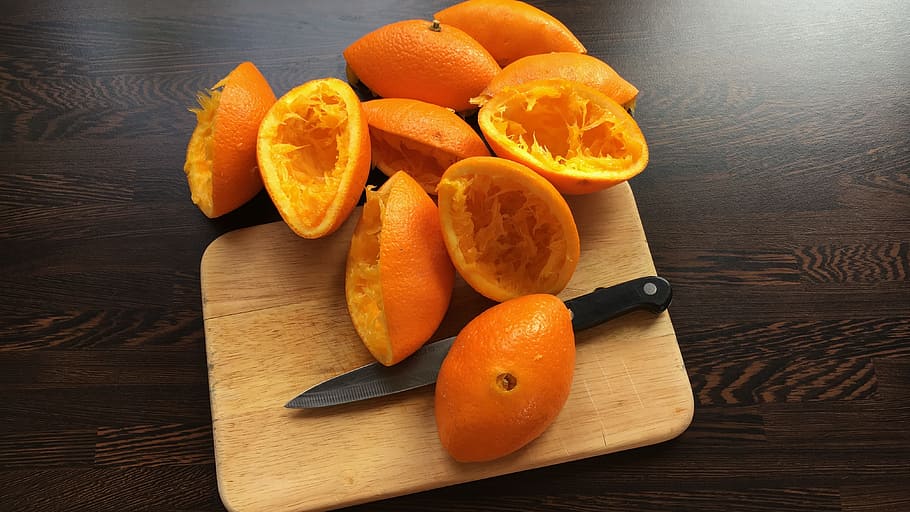 Oranges, Presses, Knife, Breakfast, extortion, juice, orange juice HD wallpaper