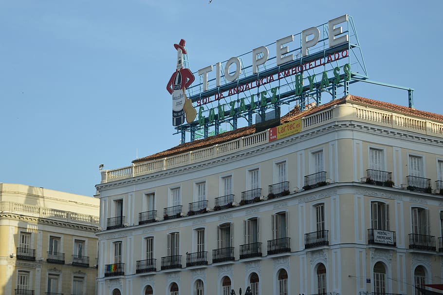 spain, castle, construction, advertising, pepe, rooftop, architecture HD wallpaper