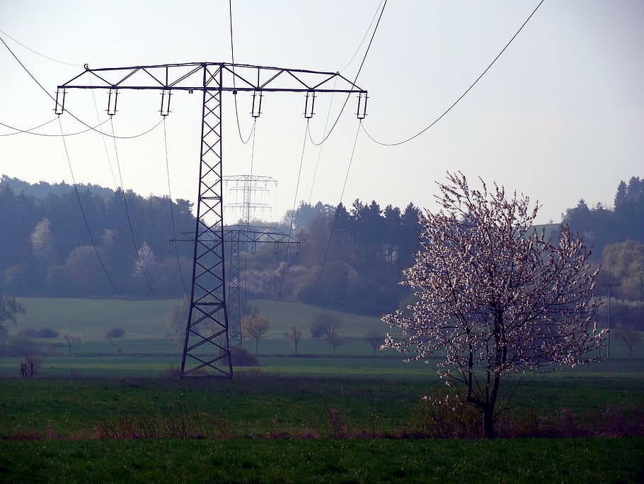 current, electricity, upper lines, technology, power poles HD wallpaper