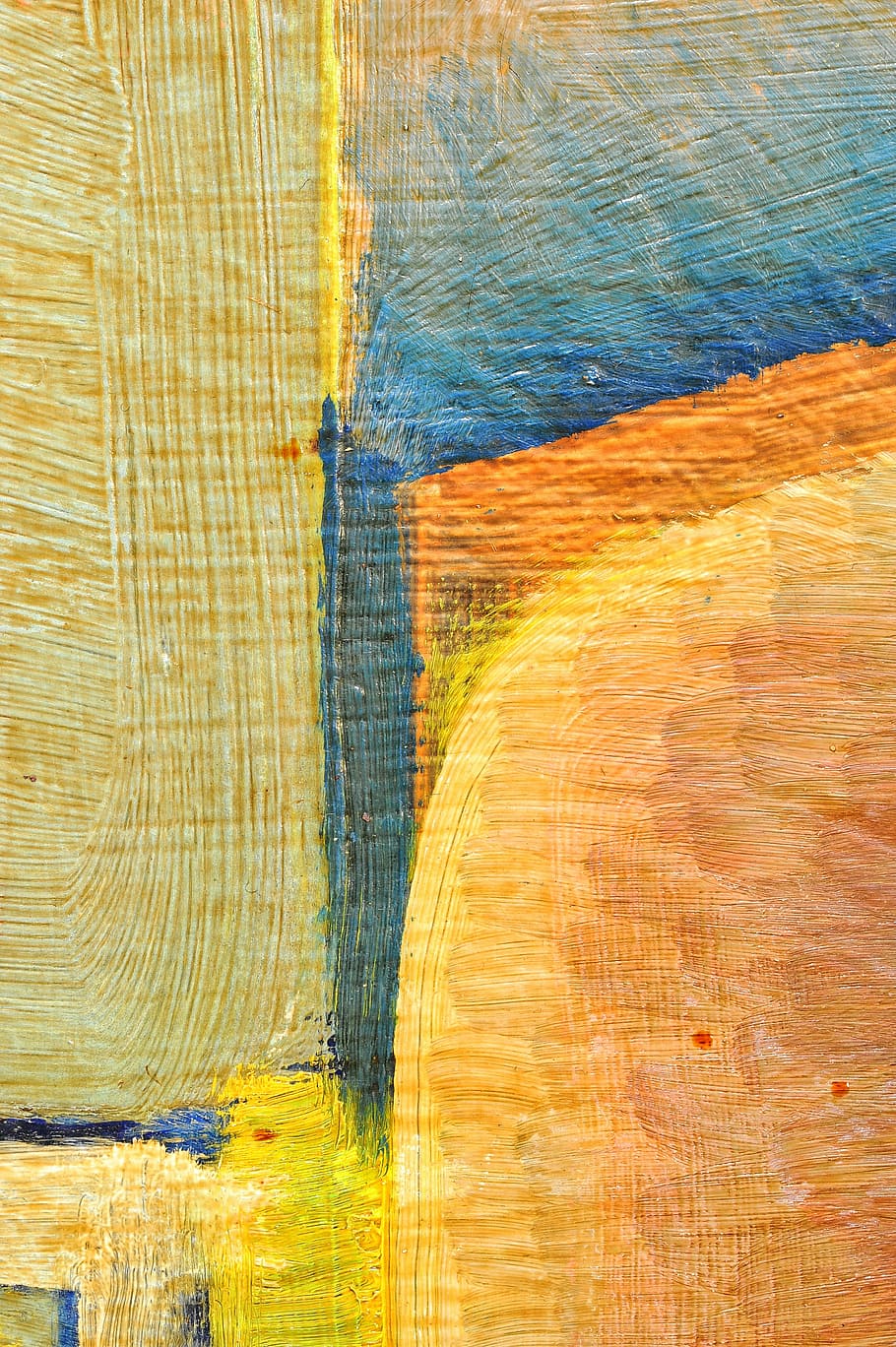 yellow and blue abstract painting, the framework, drawing, color