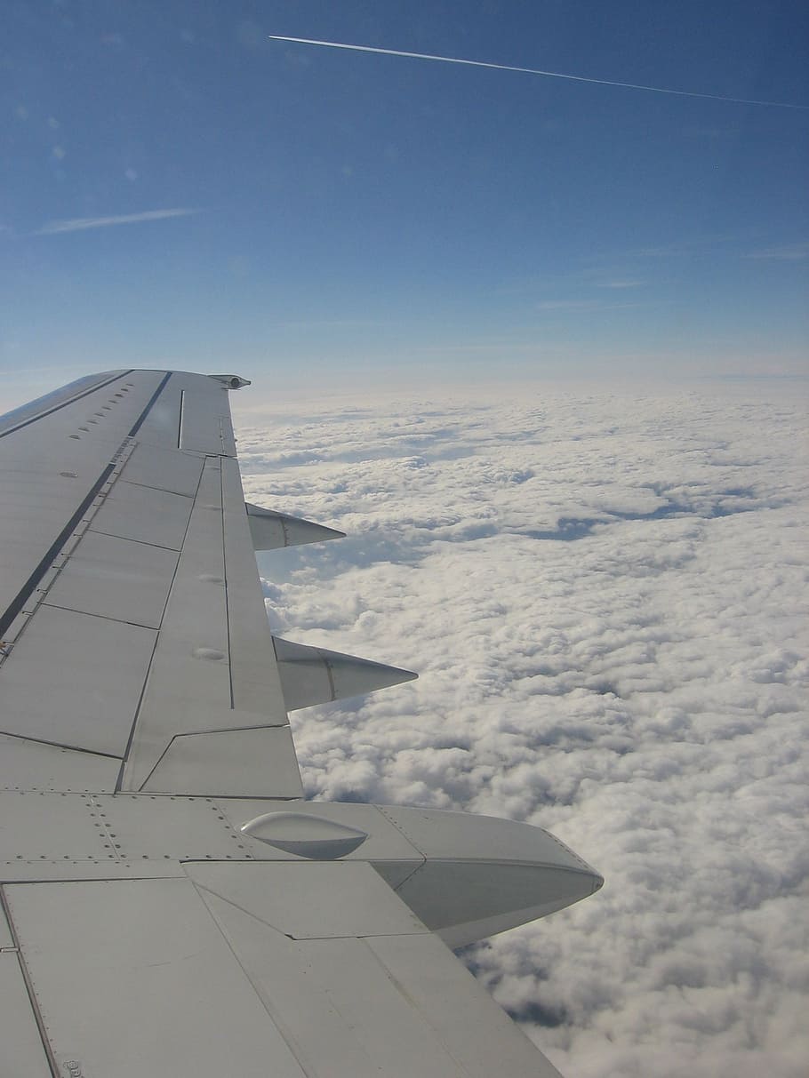 clouds, aircraft, sky, fly, airplane, air vehicle, cloud - sky HD wallpaper