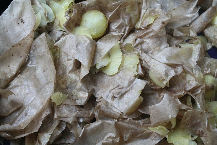 eat, remains, shell, potato, potato dish, garbage, food and drink HD wallpaper