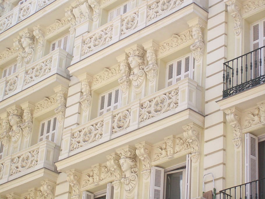 architecture, facade, madrid, built structure, building exterior HD wallpaper