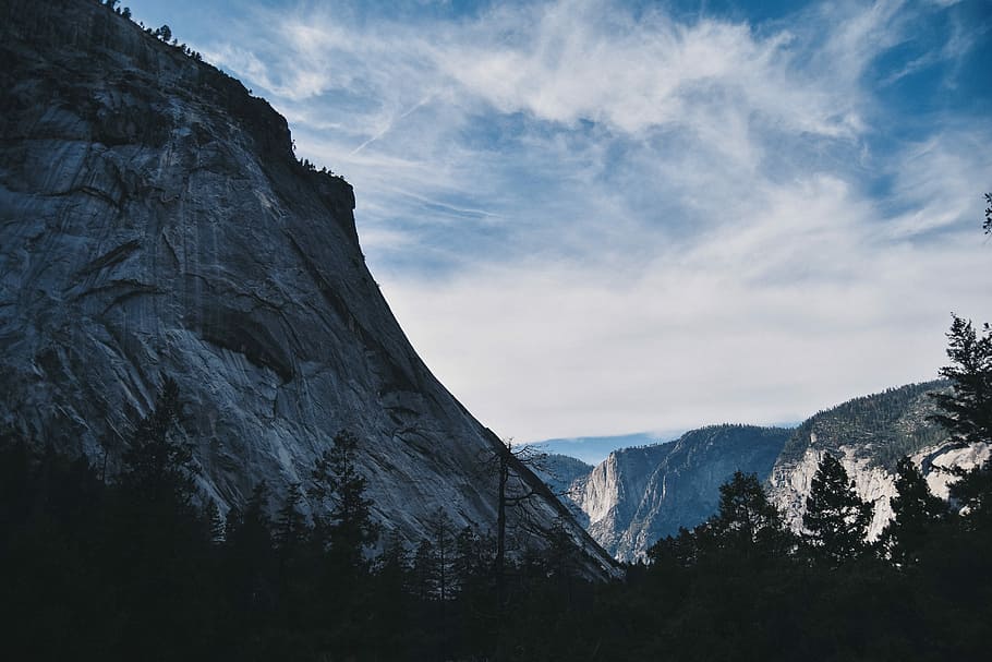 black mountain during daytime, forrest, yosemite, rock, scenics - nature HD wallpaper