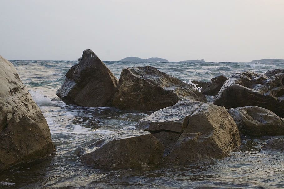 sea, rock, croatia, istria, solid, rock - object, water, beauty in nature, HD wallpaper