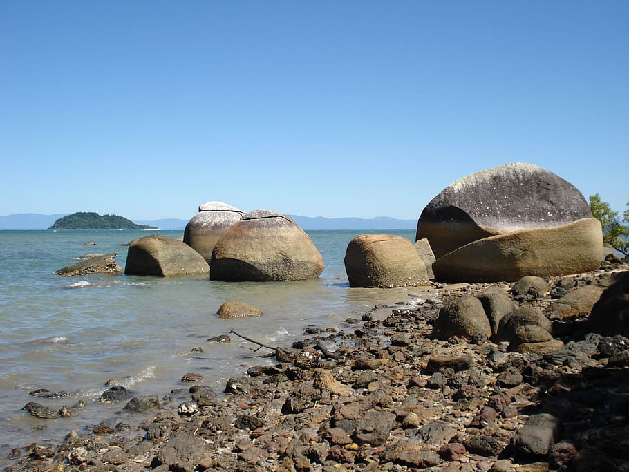 Australia, Rocks, coconutbeach, clear sky, no people, outdoors HD wallpaper